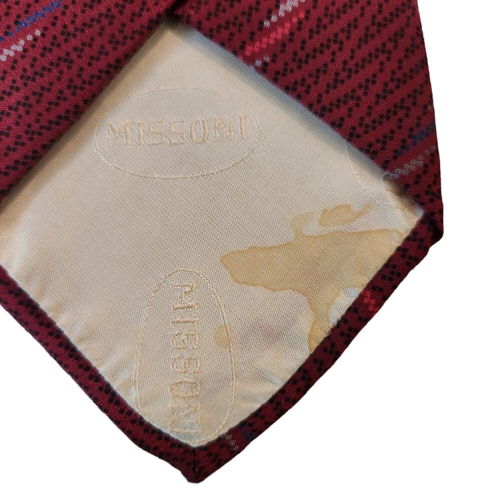 Missoni Tie 100% Silk Necktie Burgundy - Picture 5 of 5